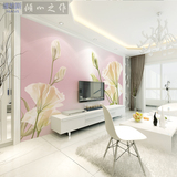 大型壁画现代简约浪漫粉色花纹客厅卧室电视背景墙壁纸3D影视墙纸