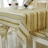 美式乡村桌布棉麻布艺条纹餐桌椅垫套装复古田园现代简约茶几台布