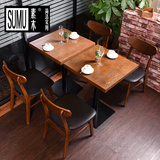 美式休闲咖啡厅桌椅简约西餐厅复古餐桌椅甜品奶茶店实木桌椅组合