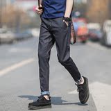 希望之城2016春季时尚弹力小脚牛仔裤 男士韩版修身黑色牛仔长裤