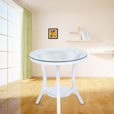 欧式小圆桌子白色圆形玻璃茶几创意简约咖啡桌卧室阳台休闲边角几