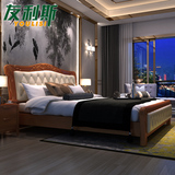 友利斯欧式床真皮床软包实木床1.5橡木床双人床1.8米高箱床储物床