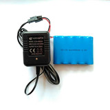 包邮6V可充电池+充电器玩具遥控翻斗车特技车模型跑车电池组黑插