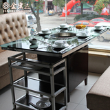 金宏达 钢化玻璃火锅桌子 电磁炉火锅桌组合 快餐店饭店 软包卡座