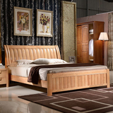 包邮 田园风格新款中式大床 1.8米实木婚床 双人床简约现代实木床