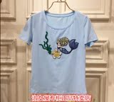 淑女屋2016夏XIC08专柜正品代购美人鱼公主粉蓝色短袖T恤原价390