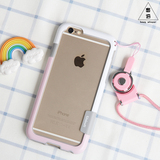 韩国双色iphone6手机壳硅胶边框挂绳全包苹果6splus创意简约软壳
