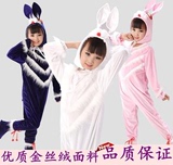 新款男女儿童小白兔子舞台演出服动物服装兔子造型连体卡通表演衣