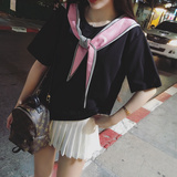 2016夏装新款韩国圆领t恤女短袖上衣卡通学生体恤学院风打底衫