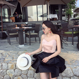 2016夏装新款泰国潮牌连衣裙名媛吊带露背裙子短款气质无袖公主裙