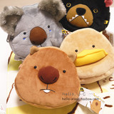 日本卡通动物袋熊家族毛绒零钱包鸭嘴兽黑熊考拉手机袋收纳化妆包