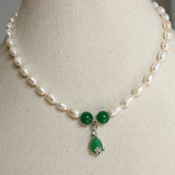 珍珠项链批发 绿玛瑙吊坠送妈妈 母亲节首选礼物水滴天然珍珠颈饰