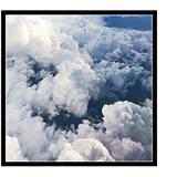 北欧宜家清新蓝色天空白云云朵抽象自然风景摄影作品 木框装饰画