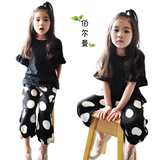 韩国女童短袖T恤娃娃衫新款夏装中大童宽松休闲喇叭袖上衣亲子装
