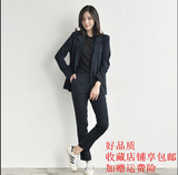 韩国2016春装新款韩版文艺女装竖条纹显瘦小西装气质OL外套套装