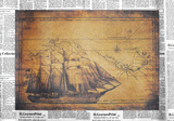 复古帆船航海图海报 酒吧咖啡馆卧室招贴画 复古怀旧帆船海报壁画