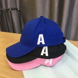 韩国ulzzang字母弯檐棒球帽子英文侧A刺绣鸭舌嘻哈帽运动风遮阳帽