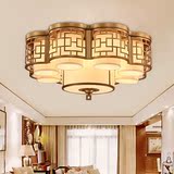 新中式吸顶灯长方形客厅灯具古铜色餐厅灯金色卧室灯酒店别墅工程