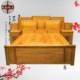 越南金丝楠木素面大床带床头柜组合实木大床 红木实木家具正品