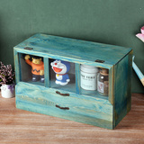 特大zakka木盒玻璃门做旧白色抽屉式收纳柜香水柜子首饰储物木柜