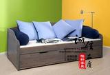 美式新款实木沙发床宜家百灵汉尼斯多功能推拉沙发床坐卧两用定制