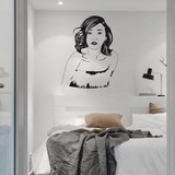 多图气质美女人物图 卧室床头背景硅藻泥专用模板不干胶 墙贴镂空