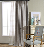 【Evitex】纯色加厚棉麻窗帘遮光定制成品地中海卧室客厅现代简约