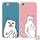 RIPNDIP中指猫iPhone6手机壳贱猫创意6plus手机壳情侣5S软壳潮牌