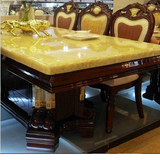 天然大理石餐桌方桌欧式饭桌长方形中欧式实木带储物柜餐桌椅1.8