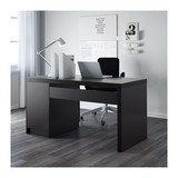 重庆宜家家居IKEA代购MALM马尔姆书桌简约实木写字台办公桌黑褐色