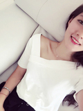 2016夏季韩国简约显瘦不规则V字领修身短袖T恤纯色百搭短款上衣女