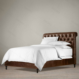 美式复古油蜡真皮软床1.8米双人大户型2米婚床卧室头层牛皮实木床