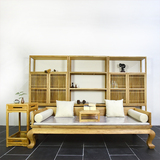 老榆木家具新中式实木罗汉床免漆沙发书房组合现代简约定制禅意