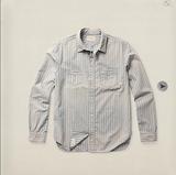 国内现货 RRL 复古咔叽   日本棉靛蓝染色条纹长袖衬衫