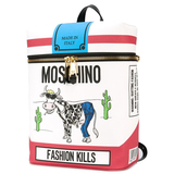 美国代购MOSCHINO走秀款真皮奶牛系列拉链双肩女包Fashion Kills