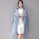 2016新款秋装外套明星同款韩版中长款系带显瘦翻领风衣潮流女大衣