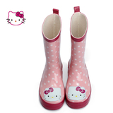 儿童雨鞋女童防滑水鞋 粉色Kitty猫宝宝亲子雨靴小孩学生保暖胶鞋