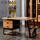 乌金木电脑桌现代北欧书房书桌家用配椅学习台式实木桌长方形书房
