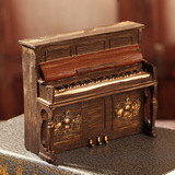 复古树脂钢琴模型 陈列道具 美式乡村书柜咖啡厅橱窗装饰品摆件