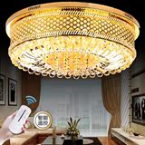 LED豪华水晶灯金黄色客厅灯圆形吸顶灯大厅灯现代简约灯饰灯具