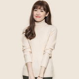韩版新款羊绒衫女高领套头长袖宽松纯色短款毛衣打底针织衫羊毛衫