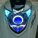 新款红宝摩托车双光透镜氙气灯天使眼恶魔眼大灯总成 前照灯改装