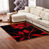 南韩丝地毯1200D丝图案地毯茶几卧室客厅黑红地毯定制可包邮