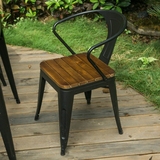 欧式复古工业铁艺餐椅做旧铁皮椅子靠背椅金属椅子户外休闲桌椅子