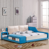 布艺床可拆洗布床 1.8米双人床 榻榻米床 简约现代软床储物大床