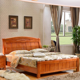 现代简约中式全实木床1.8米储物床1.5M双人高档橡胶橡木婚床
