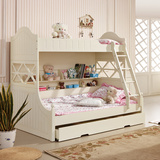 韩式田园双层床 三层床 高低床 实木儿童床上下床 子母床白色特价