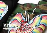 16SS SUP原厂复刻刺绣蝴蝶logo男士多兜布夹克迷彩黑色工装薄外套