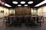老榆木免漆实木禅意茶桌椅 现代中式茶桌餐桌 茶室餐桌茶楼家具