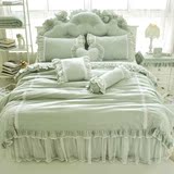 欧式床罩四件套全棉韩版纯棉公主韩式蕾丝床裙纯色床上用品1.8m床